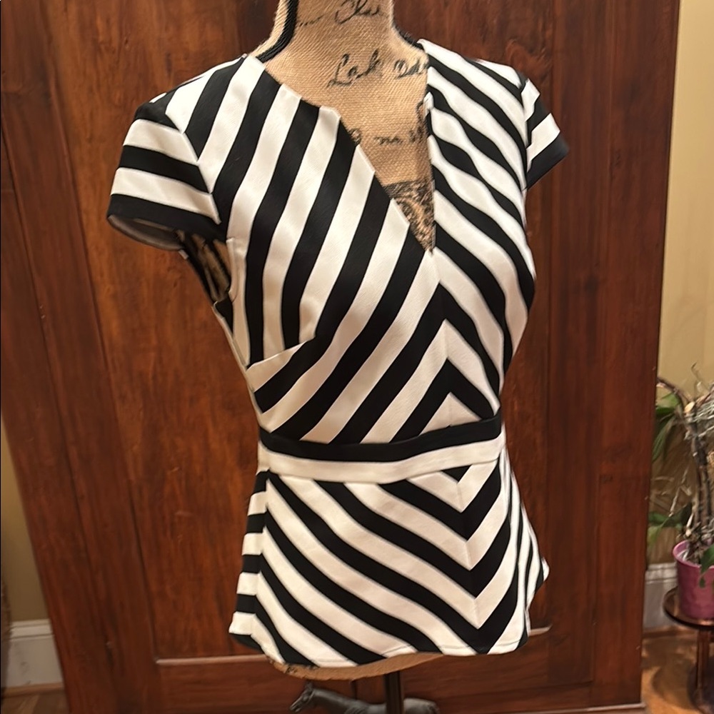 Striped Black and White Women's Top